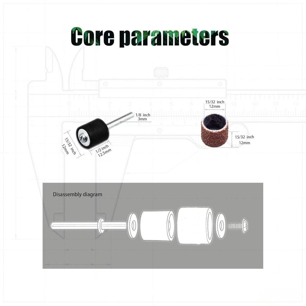 100pcs Multi-Purpose Sanding Drum Set 80 Grit 1/8inch Rotary Tool Sander Rotary Tool Accessories