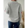Women S Casual Cherry Pattern Knit Cardigan V Neck Loose Fit Button Detail Sweet Sweater