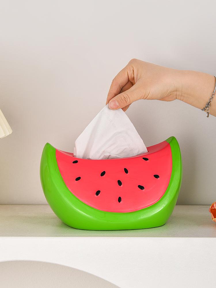 Advanced Sense Watermelon Tissue Box Desktop Home Ceramic Living Room Porch Coffee Table Decoration Portable Creative Paper Box