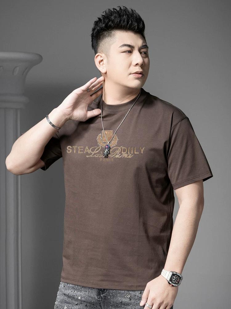 European Station 2025 Summer New Men's Letter Print Round Neck Short-Sleeve T-Shirt Casual Top Trendy Brand Half-Sleeve Men's Shirt