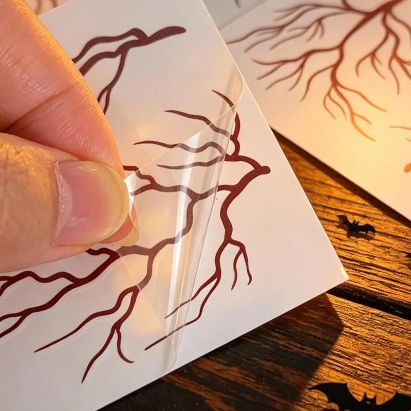 Dočasné tetovací samolepky s žilkováním 10 kusů Vodotěsné Červené Cévnaté Realistické pro Halloween Strašidelný Make-up Cosplay Párty Události