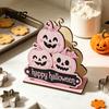 Halloween Kitchen Tissue Holder Wooden Napkin Holder, Cute Pastel Pumpkin Ghost Black Cat Tabletop Dispenser, BOO Letter Organizer Waterproof