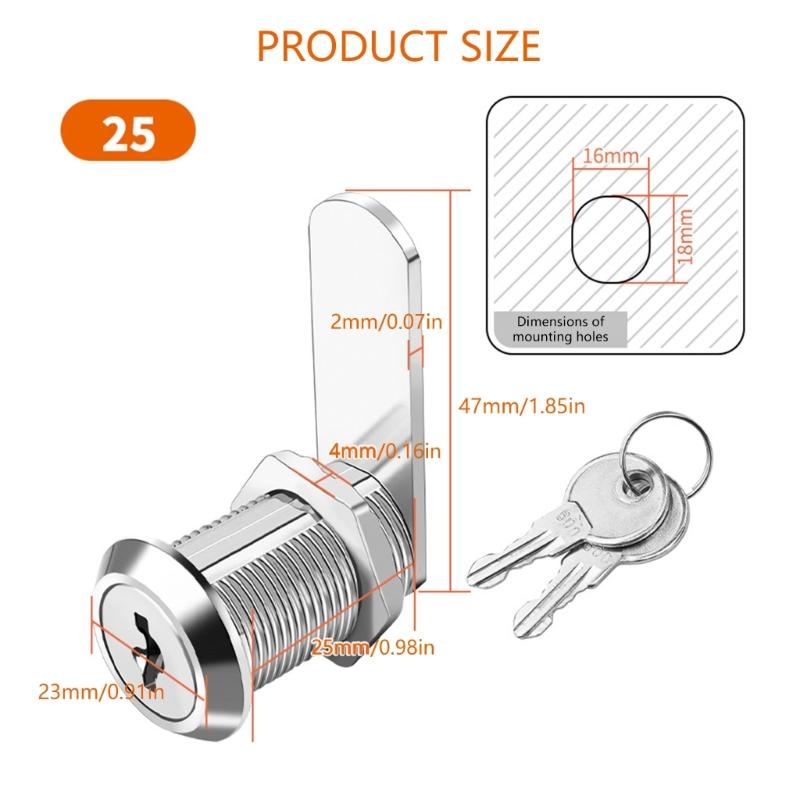 4 Set Mailbox Lock  Cylinder Cams Lock with Key  Cupboard Door Lock Quick Fixing Upgrades for Office Cabinets &  Door