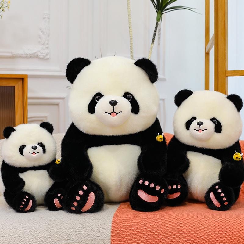 Genuine new simulation cute panda plush toy bee panda doll children's doll girl gift