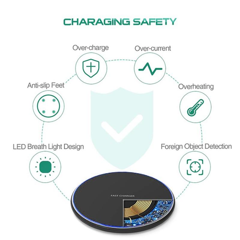 NEW 50W Qi Wireless Charger Fast Charging Pad for All Qi Standard iPhone Samsung Huawei Xiaomi Android Mobile Phone