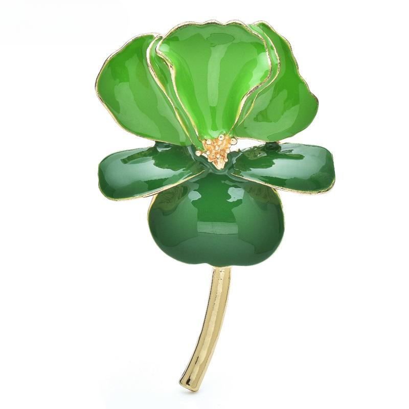 1PC Big Beautiful Flowers Brooches For Women Unisex New Enamel 3-color Charming Plants Wedding Party Brooch Pins