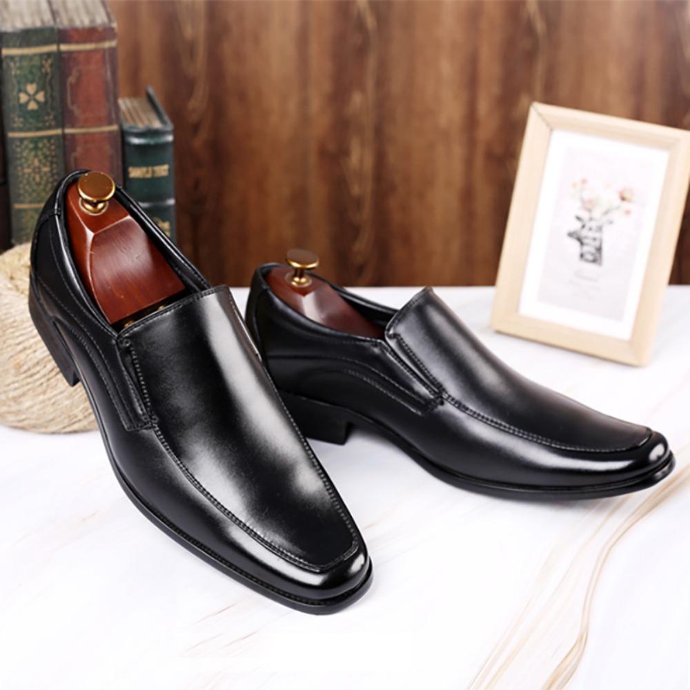 Men Casual Leather Shoes Slip On Small Square Toe Japanese Design