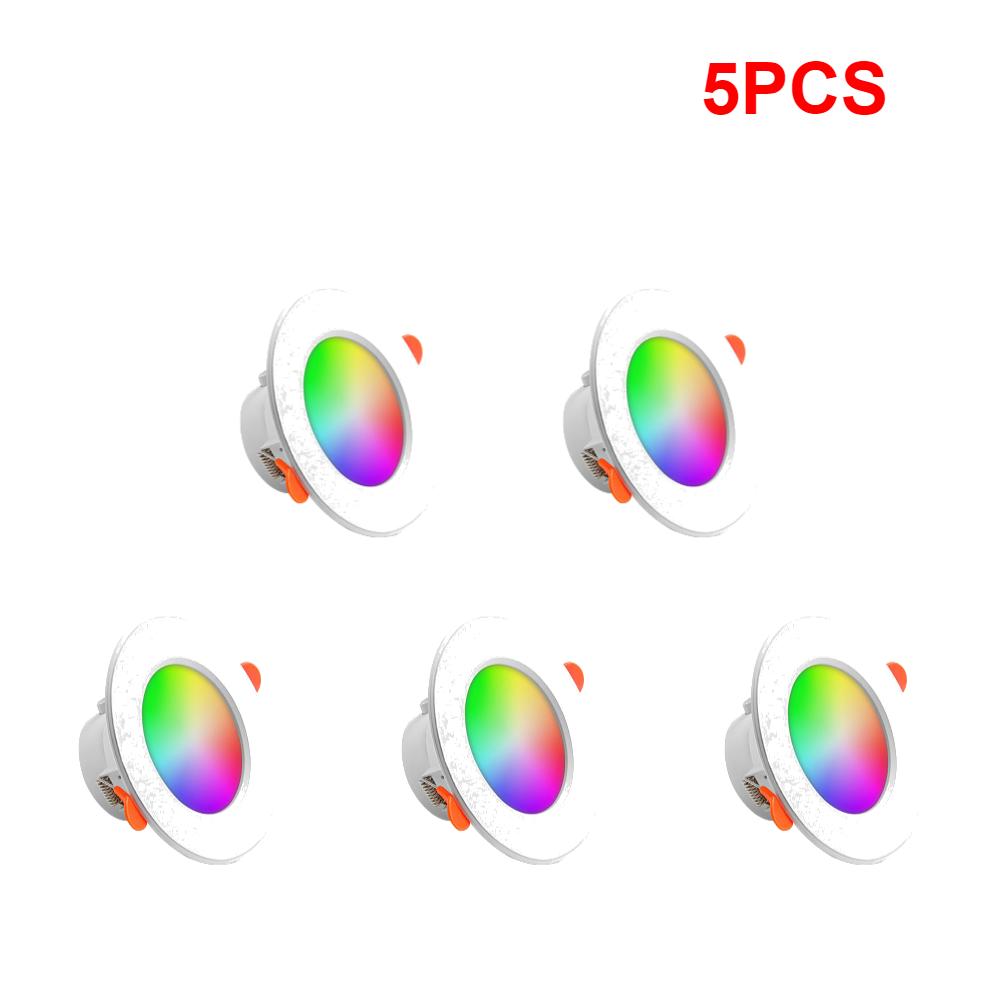 10W RGB Smart Spotlight Bluetooth-Compatible Recessed Ceiling Lamp Dimmable Round Panel Light 2700K-6500K for Home Lighting