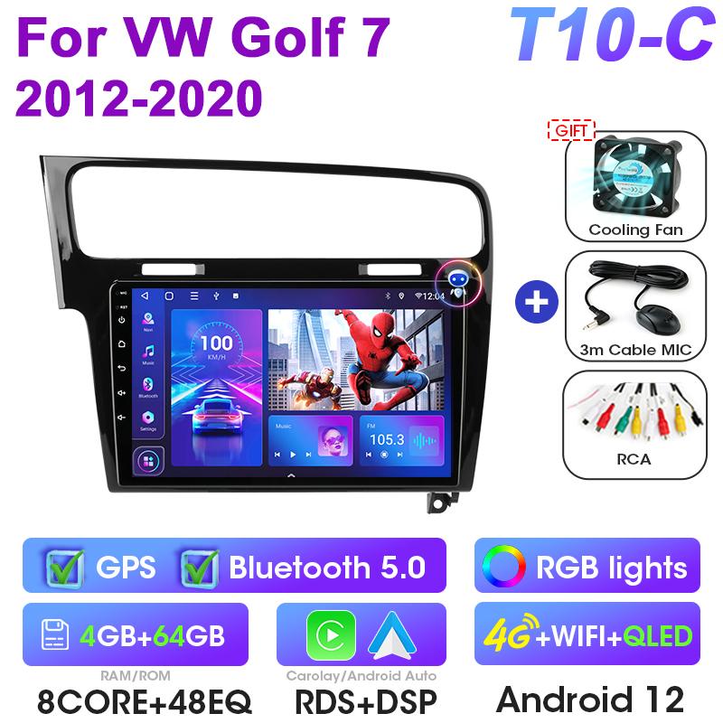 2 Din Android 12 Car Radio For Volkswagen VW Golf 7 MK7 GTI 2011 - 2025 Multimedia Video Player GPS 4G Carplay Auto Stereo QLED