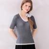 Snowforte Women's Slim-Fit Two-Tone Half-Sleeve Knit Top