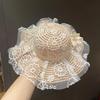 Girls Summer Lace Brim Bucket Hat Baby Sun Protection Cap Stylish Wide Brim Beach Hat for Toddlers Outdoor UV Shield