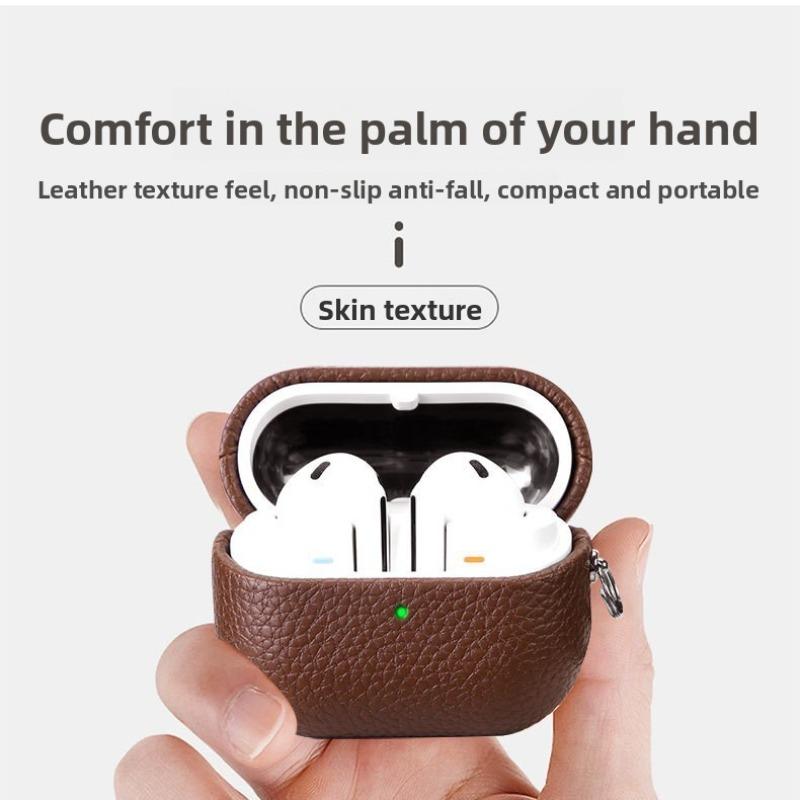 Aplicabil pentru husă de protecție pentru căști Bluetooth Buds3, husă tare din piele imitație cu model litchi de culoare solidă, husă de protecție pentru căști anti-cădere