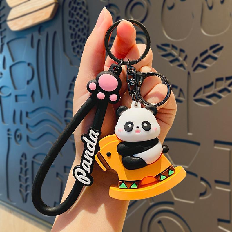 Charming Silicone Cartoon Panda Keychain Bag Pendant Ideal For Birthdays And Special Occasions