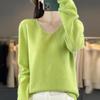 Women's V-Neck Knit Sweater: Loose-Fit, Flat Base Layer for Autumn/Winter, Solid Color Pullover Style
