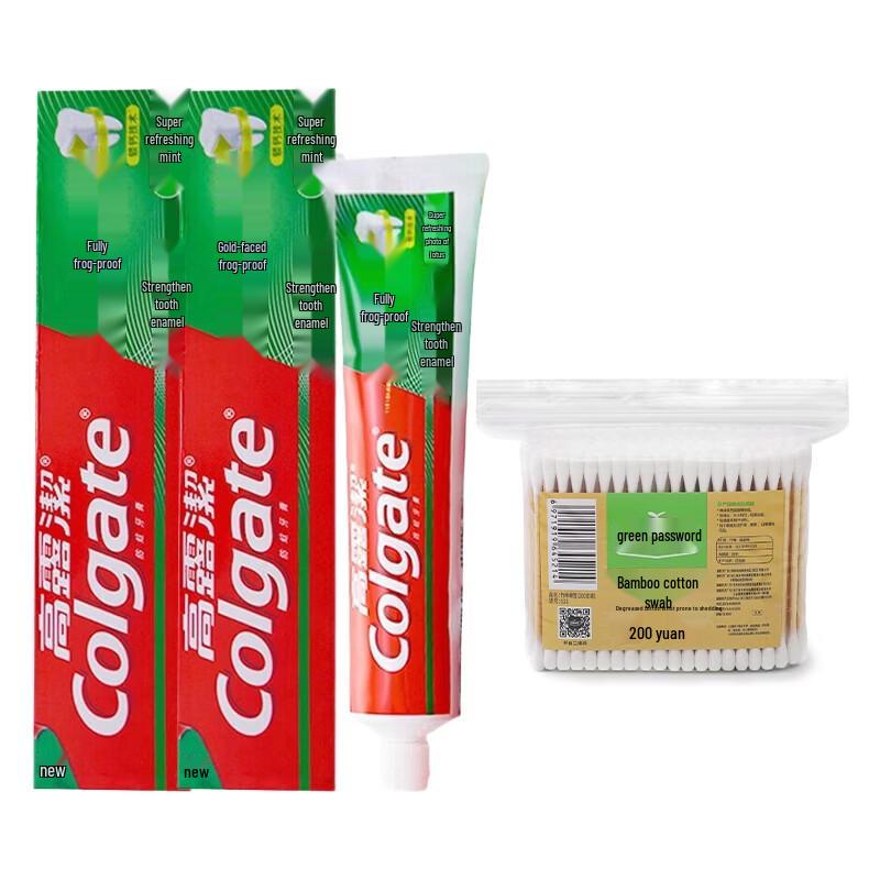 

Colgate Total Anti-Cavity Mint Toothpaste & Bamboo Cotton Swabs Set