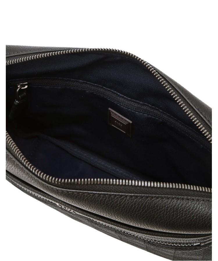 Daks Men'S Accessories Black Logo-Detailed Cowhide Crossbody Bag_Dbba6E267Bk