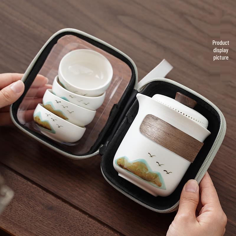 National Trend Green Mountain Flying Bird Ceramic Tea Set