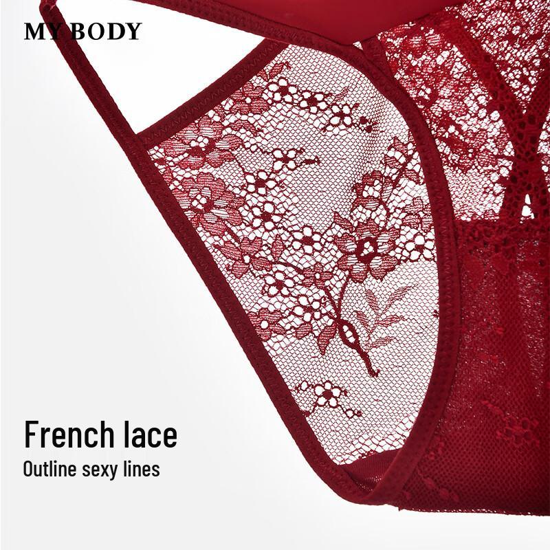 mybody Women's Sensual Lace Breathable Mid-Low Waist Briefs