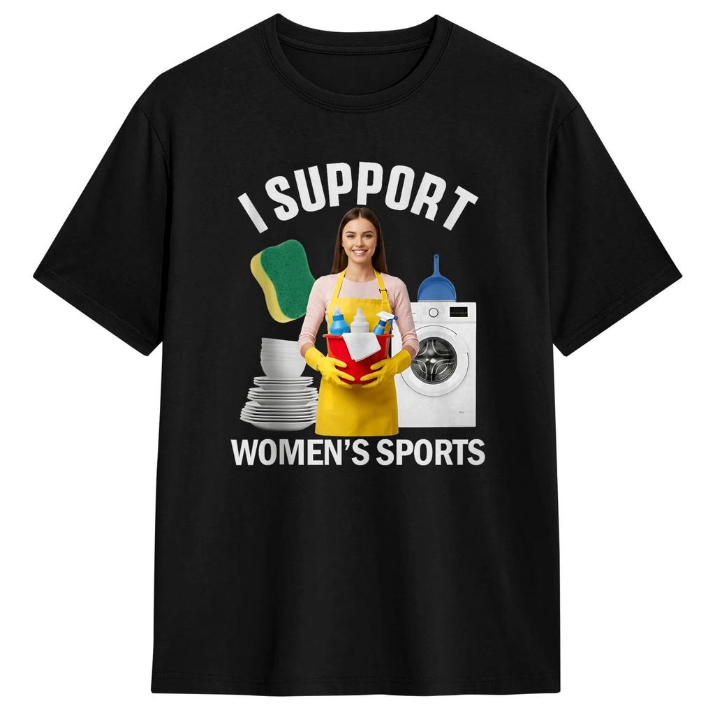 Ich unterstütze Frauensport Unwearable Erwachsenen Humor Bootcut T-Shirt Sommer 2026 Trendige Coole Unisex Kleidung Damen Baumwoll-T-Shirt