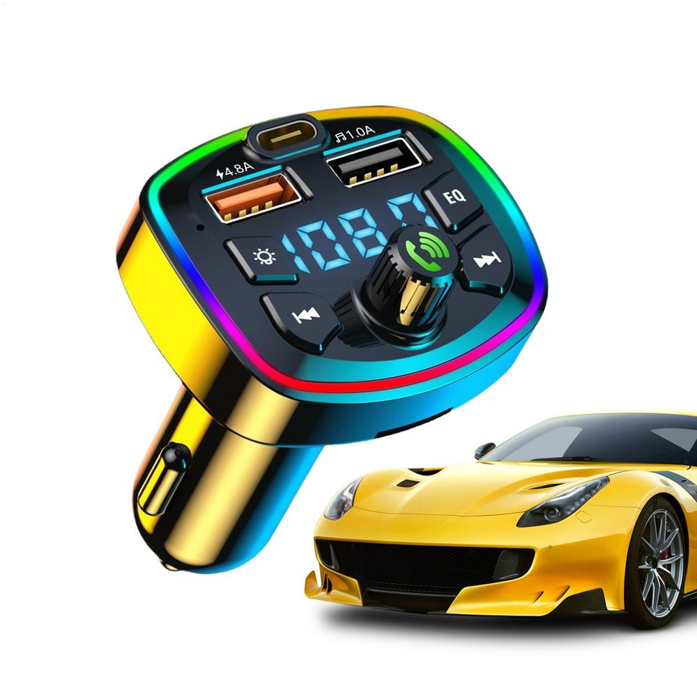 FM Transmitter LED Display Receiver 2-Port Fast Charging Wireless Radio Receiver For Auto Music Phone PC Road Trip Hands-Free