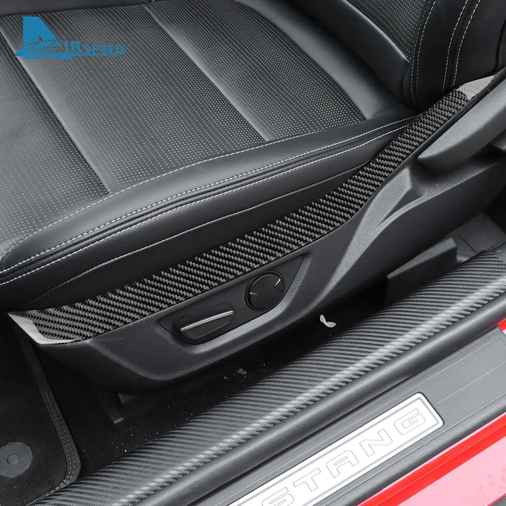 For Ford Mustang GT 2024 2025 2026 2027 Real Soft Carbon Fiber Sticker Car Driver Passenger Seat Panel Decor Interior Trim