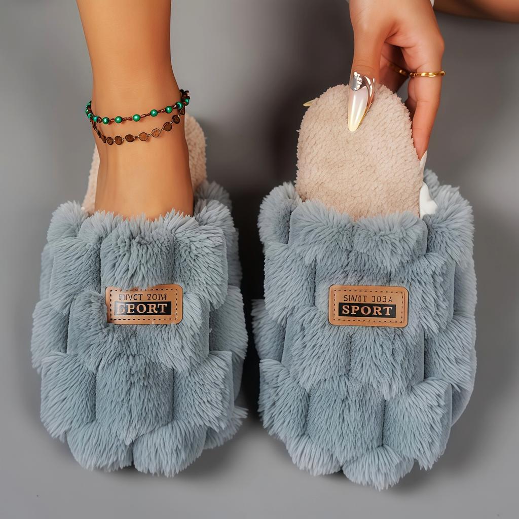 **Pantofole in Cotone Peluche da Donna Nuove Autunno Inverno Casa Interno Suola Morbida Silenziose Calde Pantofole da Casa Morbide per Coppia**