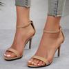 2025 Fashion Women's High Heels Sandals Thin Heels Heel Wrap One-length Strip Shoes Women Leisure Dress Sexy Sandalias De Mujer