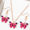 4 Piece Set Women Rose Red Butterfly Zircon Necklace Bracelet Earring Set Fashionable Versatile High End Personalized Zircon
