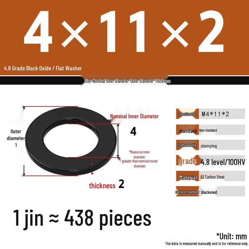 Blackened Enlarged Thickened Metal Washer - M3-M42