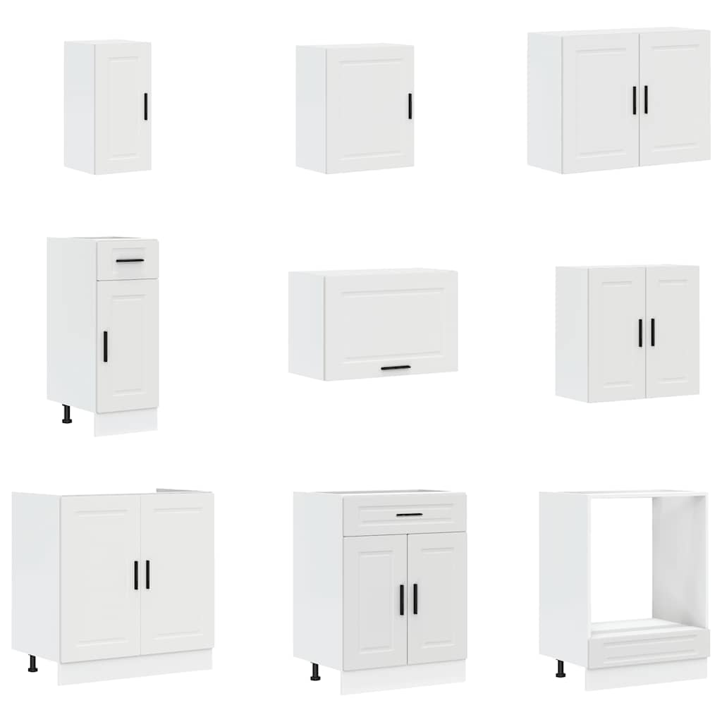 14 Piece Kitchen Cabinet Set Porto White Particleboard