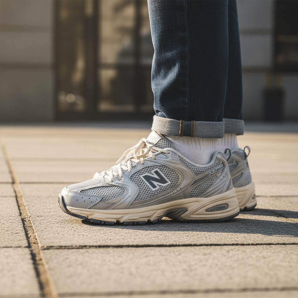 New Balance 530 Silver Moonbeam Distressed Unisex Sneakers Hvit Sølv-Metallisk MR530VS