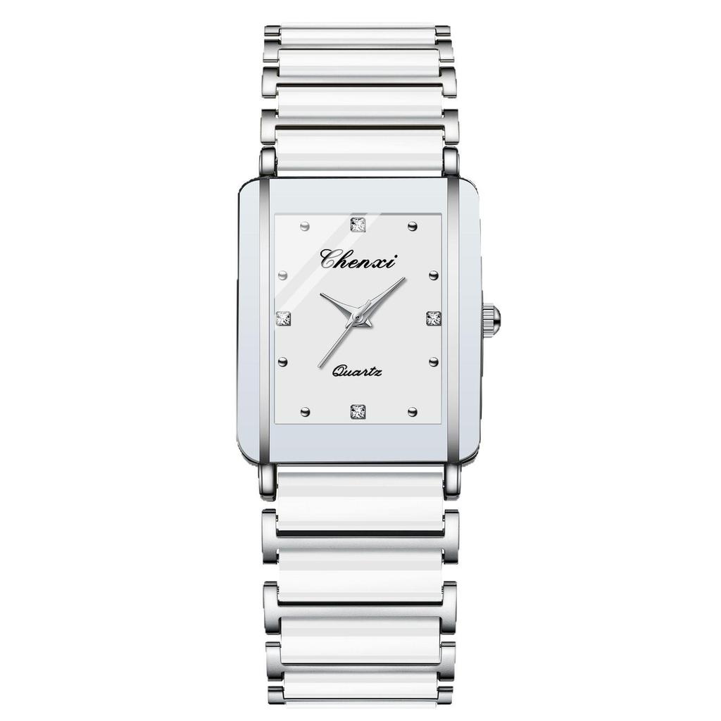 CHENXI Morning Light Ceramic Couple's Quartz Watch - Fashionable Square Design