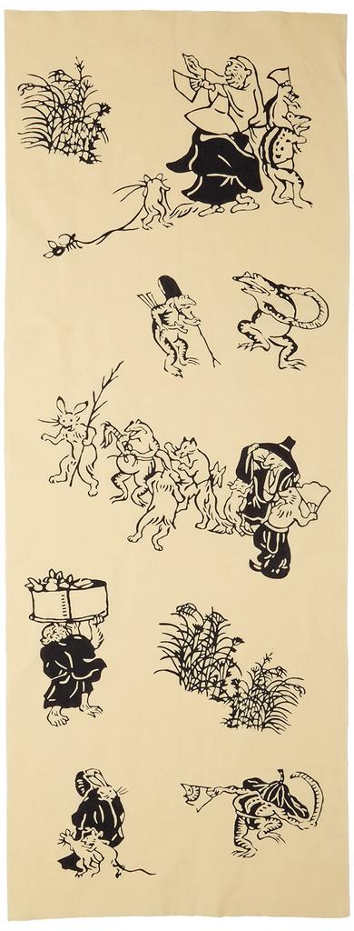 Todaya Shoten Tenugui Choju Giga of 422 Niwa-zome (hand Towel) (Caricature Animals)