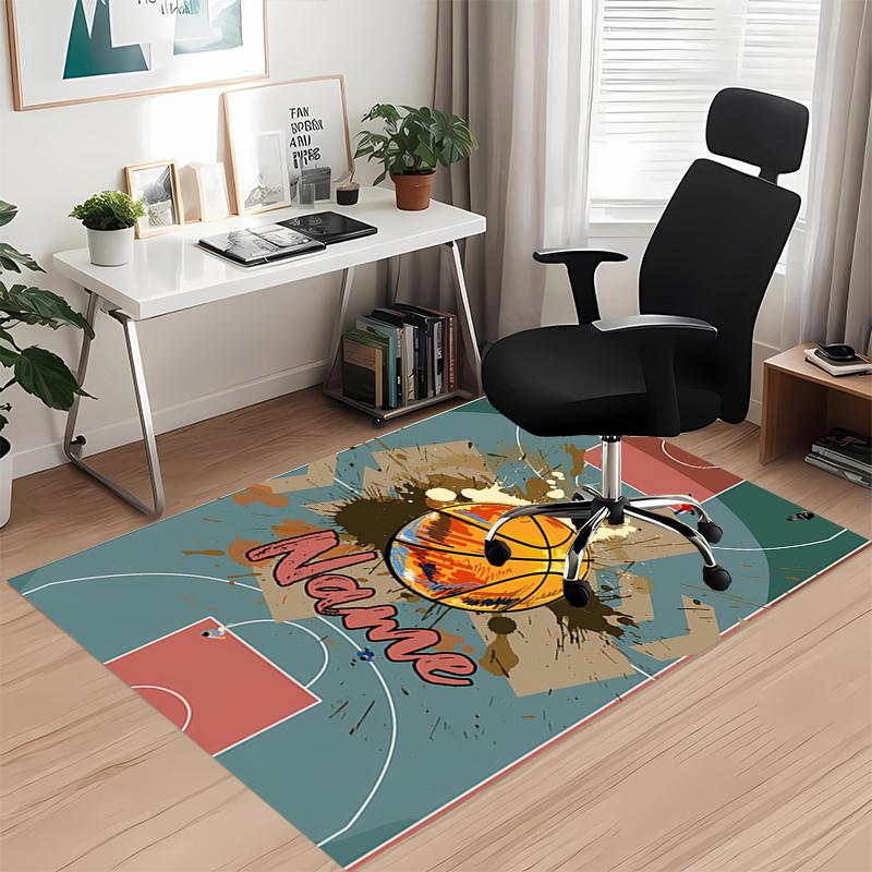 Custom Name Basketball Printed Carpet, for Office Chair Living Room Bedroom Kitchen Room Decor Gifts.