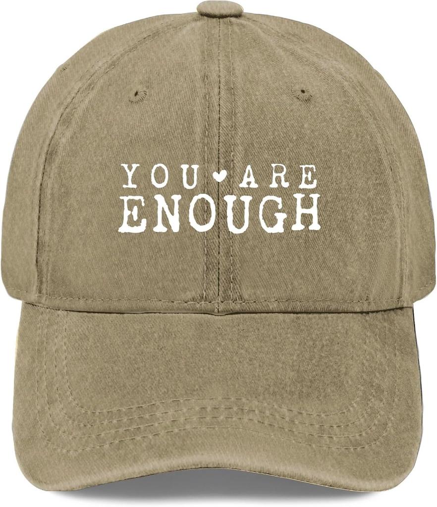 You Are Enough Baseball Cap Washed Distressed Polyester Casual Unisex Adult Vintage Cap