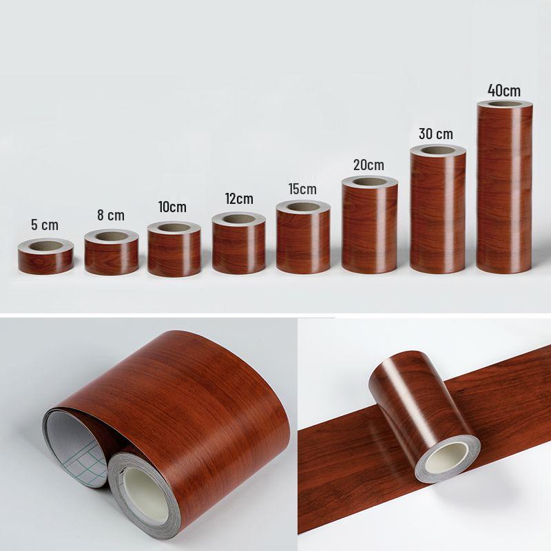 Wood Grain Self-Adhesive Veneer: 10m Decorative Strip for Covering Blemishes and Holes On Floors, Doors, and Furniture.