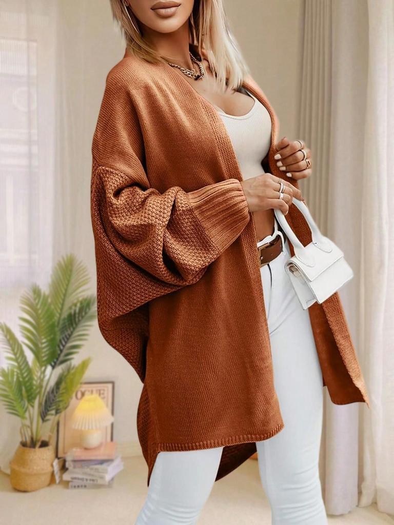 Women's Oversized Long Cardigan Sweater Open Front Batwing Sleeve Fall Knitwear