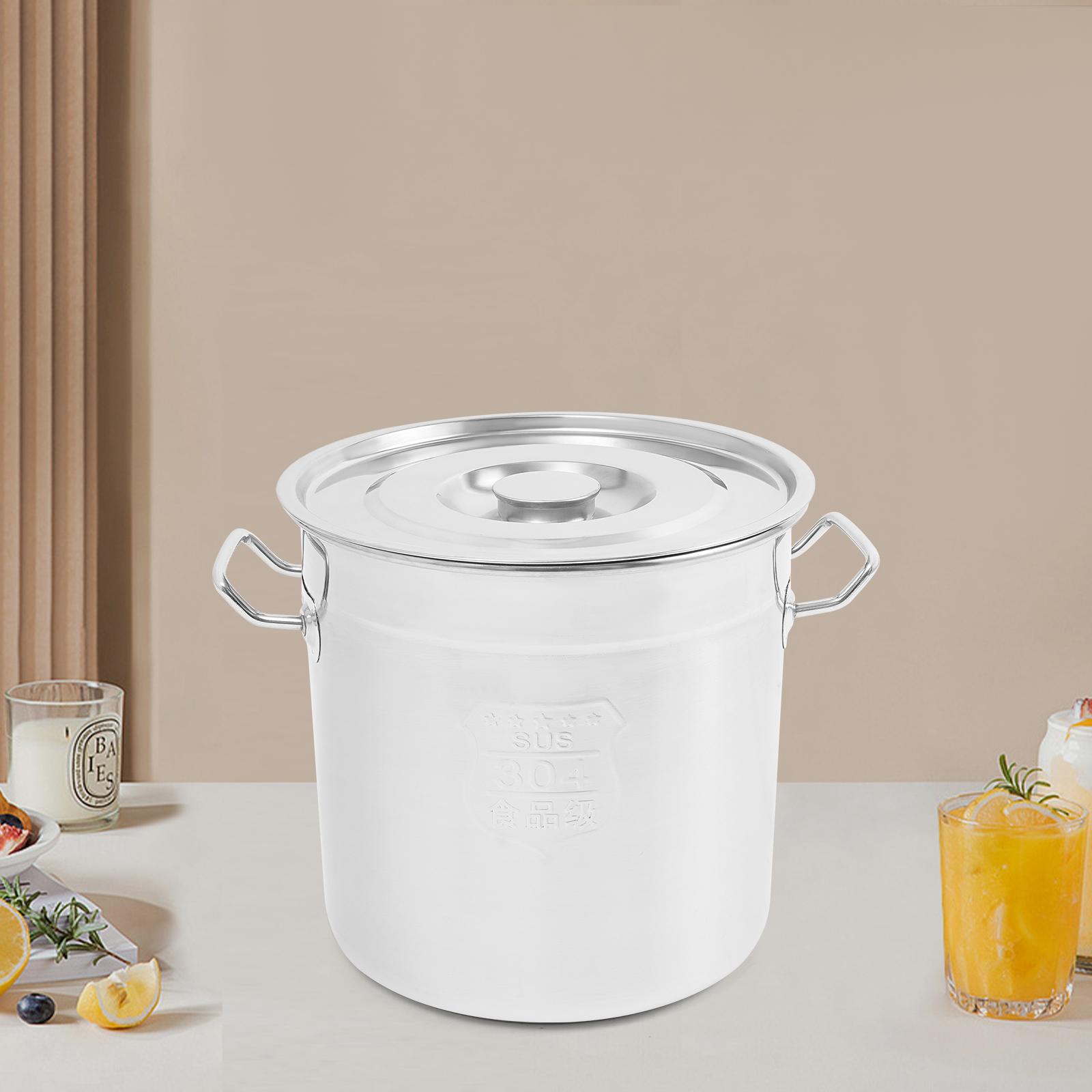 

Кастрюля для супа из нержавеющей стали 304, серебристая 12 л/21 л/33 л/48 л Большая кастрюля с крышкой отдельно стоящая для тушения, приготовления каши