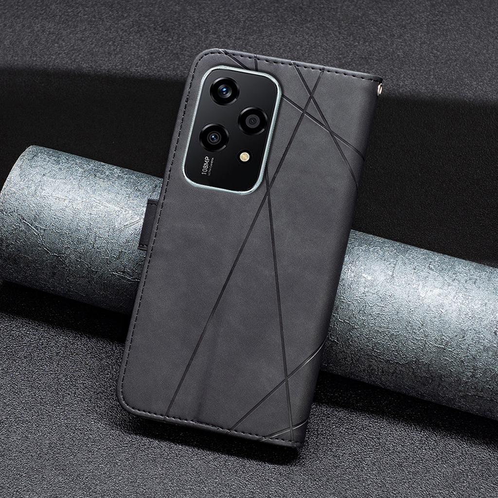 BINFEN COLOR For Honor 200 Lite Phone Cases Wallet Stand Geometry Imprint Leather Cover
