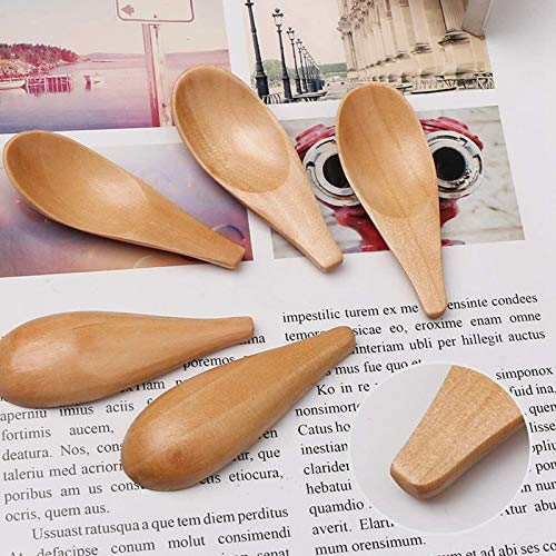 Pelsieur 5-Piece Mini Wooden Condiment Spoon with Short Handles for Coffee, Loose Tea, Milk Powder, Spices, and More