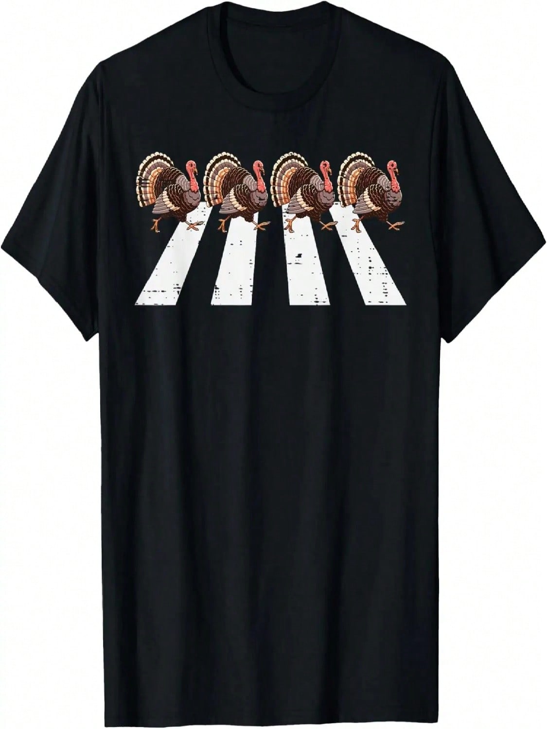 Thanksgiving Turkeys Crossing Road Crosswalk Men Women Kids T-Shirt S разноцветный
