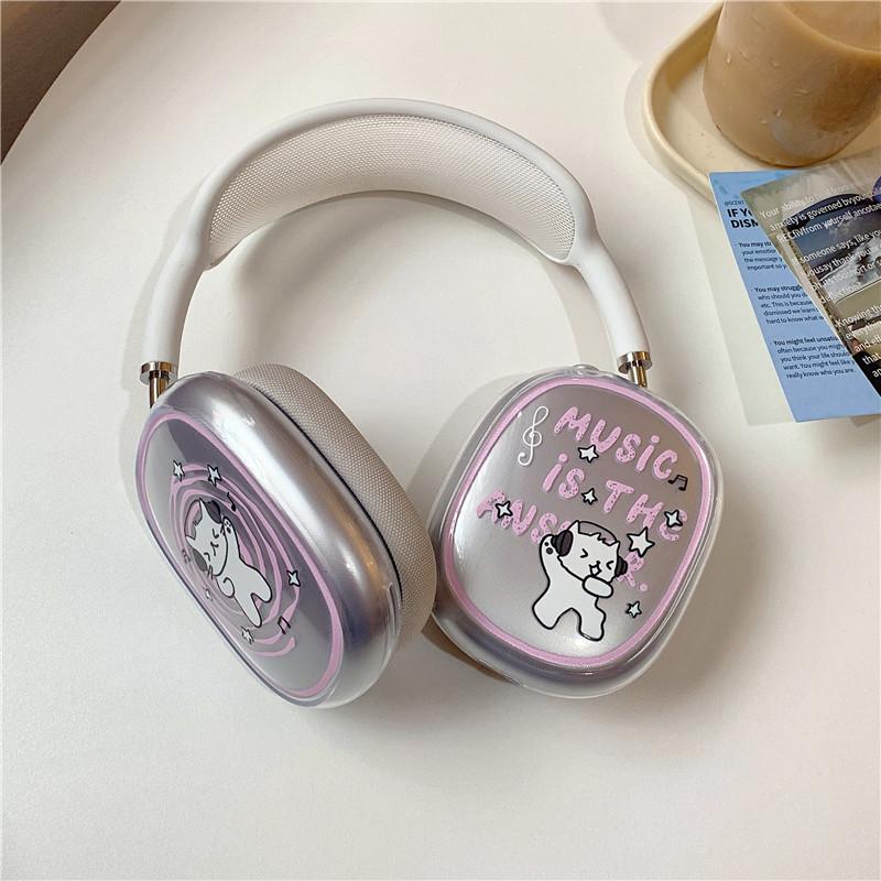 AirPods Max Apple Earphone Cover Tpu Music Cat Print Printed Earphone Case Protective Cover Trend