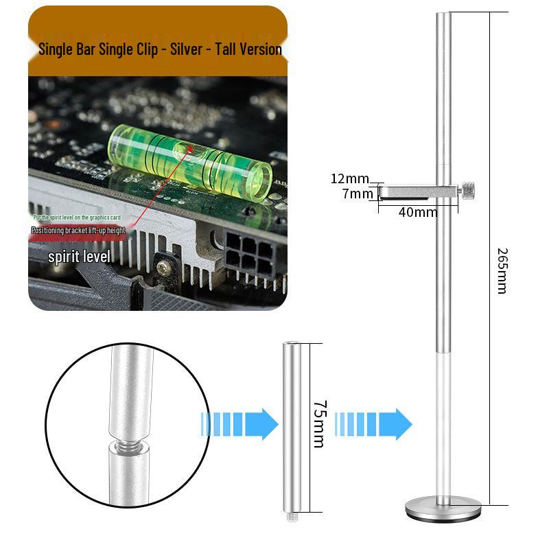 Graphics Card Support Bracket: Full Aluminum Alloy, Vertical Magnetic Base, Anti-Deformation for 4080Ti Desktop PCs