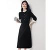 Petite Corduroy Fake Two-Piece Long-Sleeve Dress