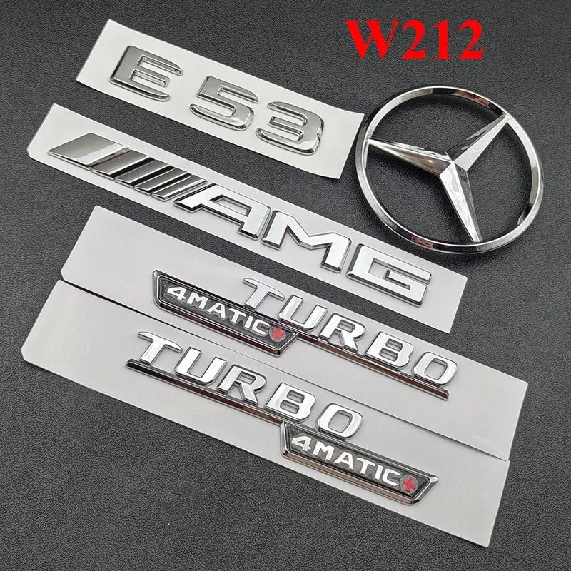 zrvmt3 2025 Hot 3D ABS Chrome Car Letters Logo E53 Fender TURBO 4MATIC Emblem Badge Rear Star AMG Sticker For Mercedes Benz AMG E53 W21