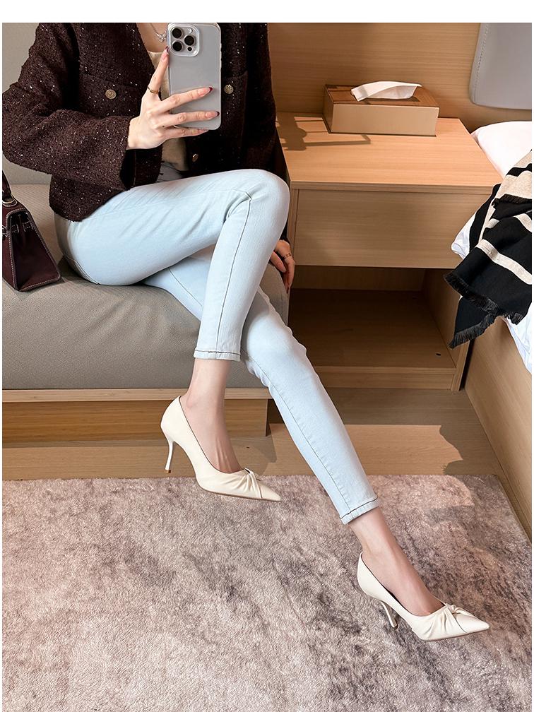 2025 Spring Women's French Twist Pointed Toe Stiletto Heels - Large Sizes 41-43 for Commuting and Work