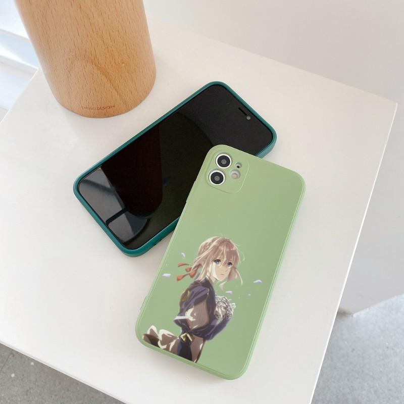 Violet Evergarden Phone Case For IPhone 11 12 13 Pro Max X XR XS Max 6 6S 7 8 Plus SE 2022 Liquid Square Color Phone Cover
