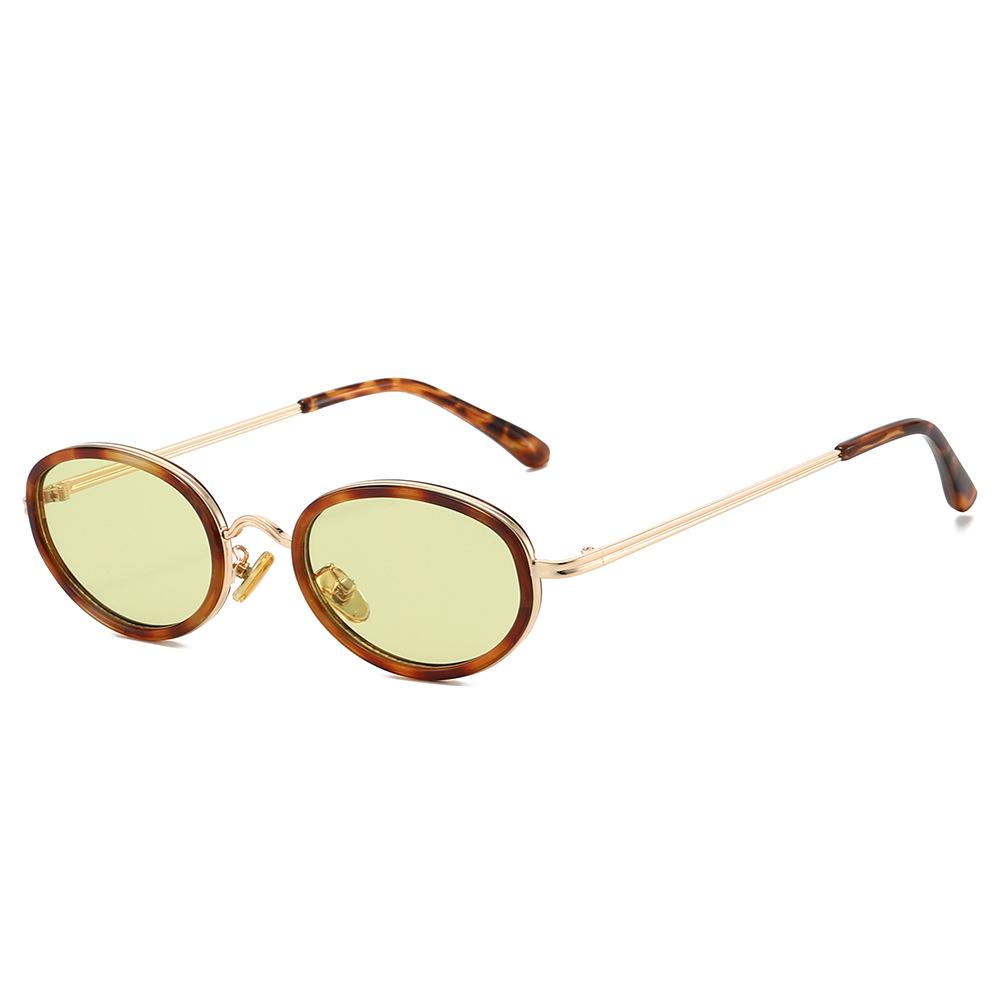 

3853 Fashion Oval Sunglasses for Men Women, Retro Stylish Metal Sun Glasses, Vintage Chic Classic Personalized Shades 603393 as shown