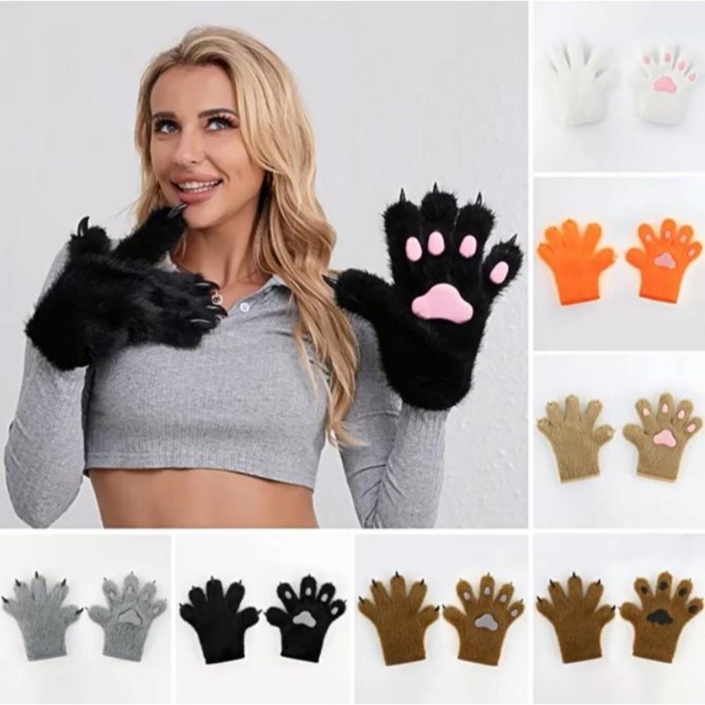 Thicken Plush Cat Paw Gloves Cartoon Puppy Claw Mittens Fashion Cosplay Costume Gloves  Gifts