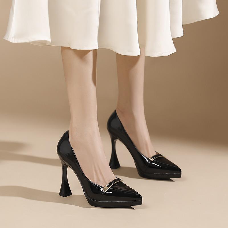 - Sexy pointed thin heel one-word high heels for women's autumn new waterproof table, not tired feet, single shoes for women